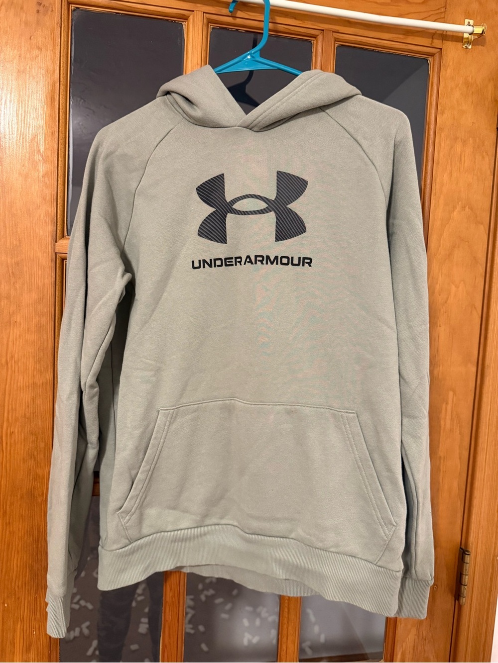 Under Armour Men's Crewneck Hoodie in Sage Green with Black Logo